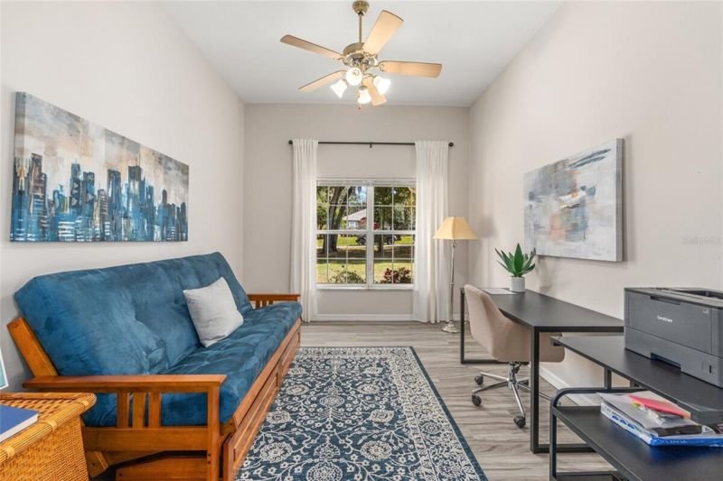 Office and den with desk and futon
