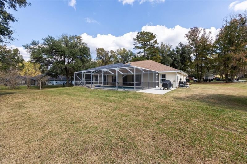 The rear lawn
