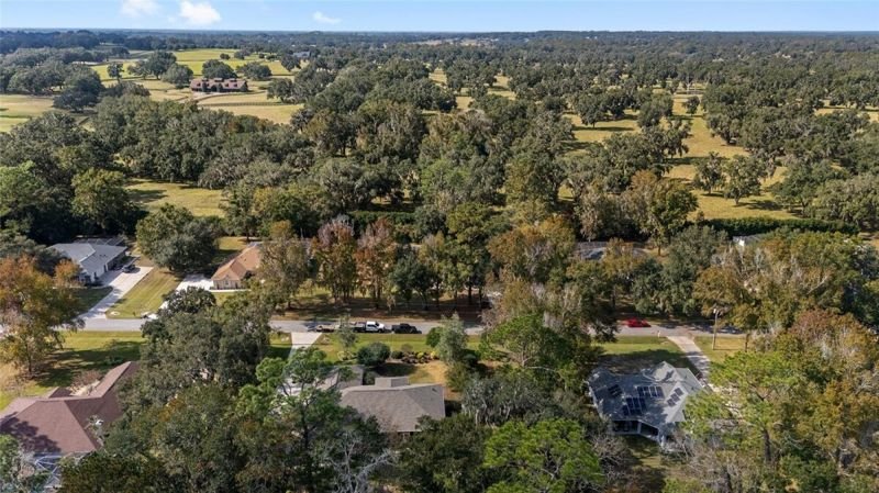 Aerial, neighborhood + golf course